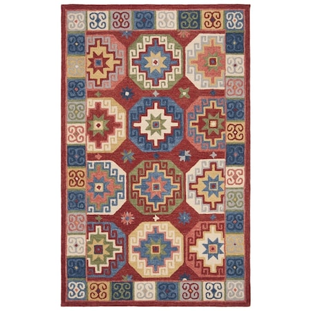 Safavieh Aspen Global Rectangle Hand Hooked Rugs, Red & Blue - 2 ft.-3 in. x 7 ft. APN802Q-27